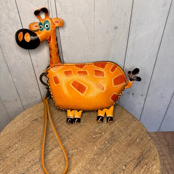 Genuine Leather Giraffe Wristlet Wallet Leather Zoo Coin Purse NEW FAST SHIP - Picture 9 of 11